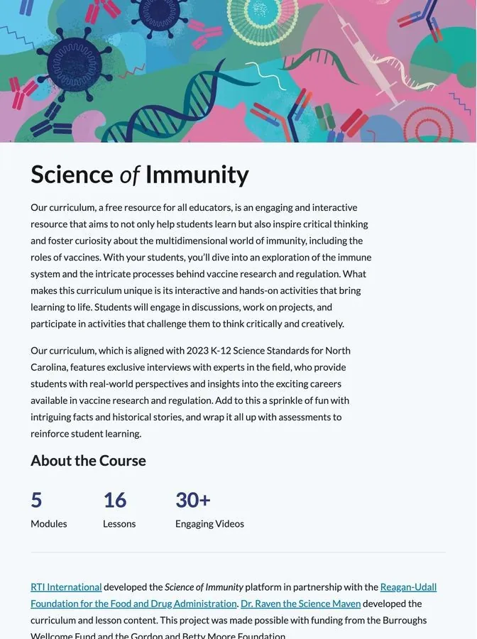 The Science of Immunity course page
