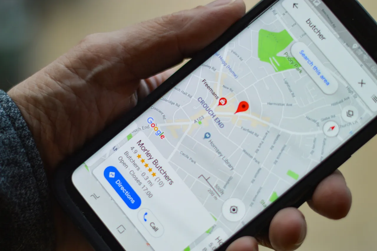 A phone showing a map app