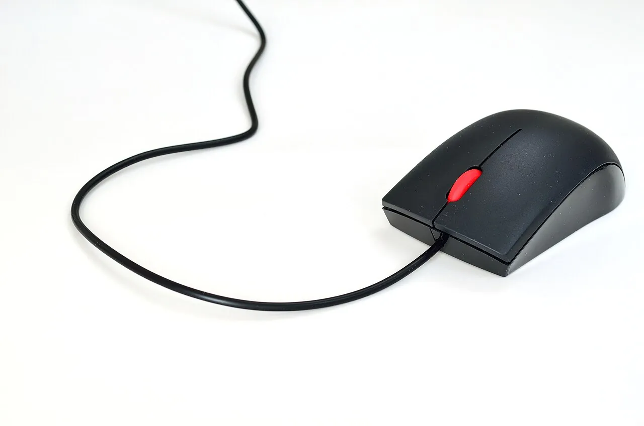 Close-up of a modern computer mouse